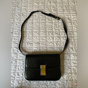 Black square box crossbody bag